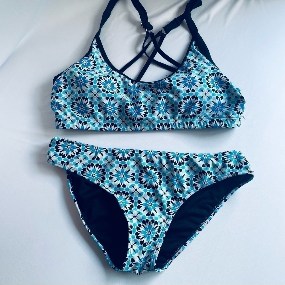 Blue & White Printed Swimwear - 2 pieces Bikinis - Size M